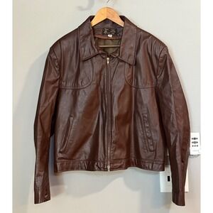 Jean Pierre Paris New York Mens Vintage Leather Jacket Dark Brown Size 46